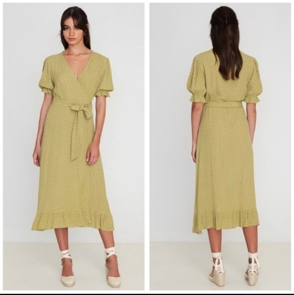 Faithfull The Brand Abbey Wrap Ronja Polka Dot Vintage Blue Dress NWT Sz 6 US/M - Picture 4 of 13